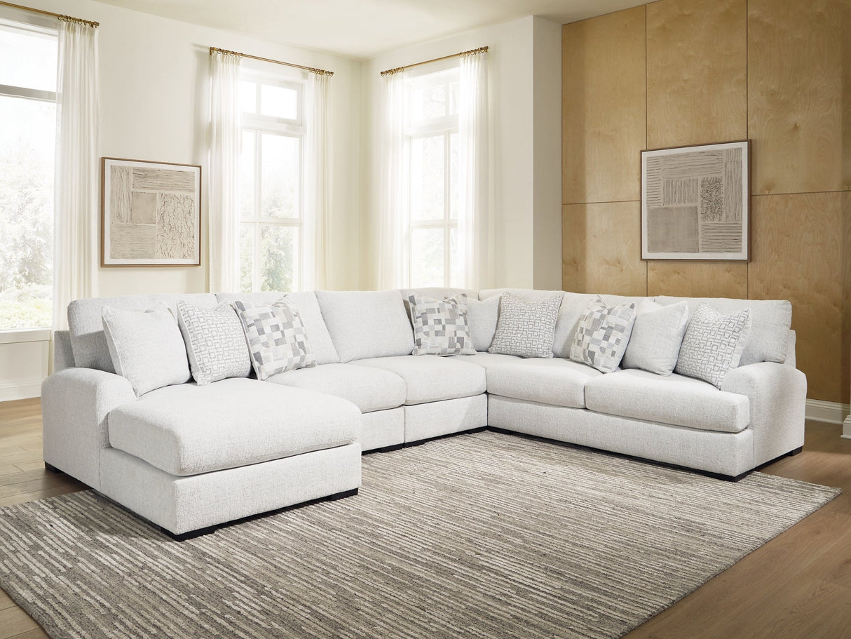 Misty-Lakes Chalk 5-Piece Sectional with LAF Chaise by Ashley at Eve Furniture