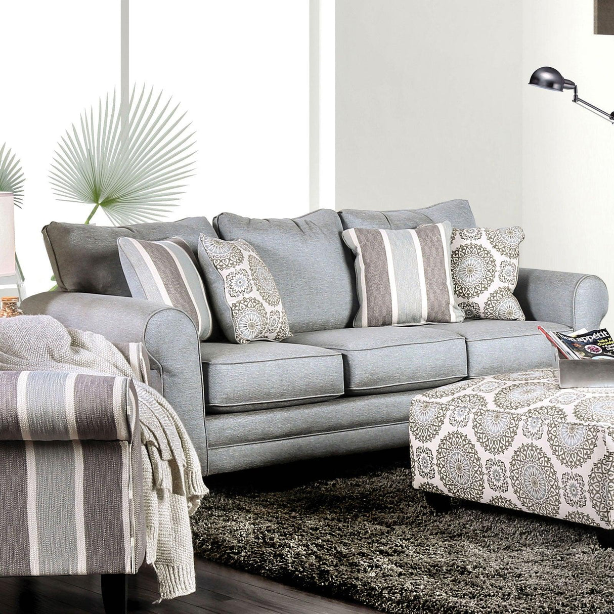 Misty Blue Gray Sofa by Furniture of America at Eve Furniture