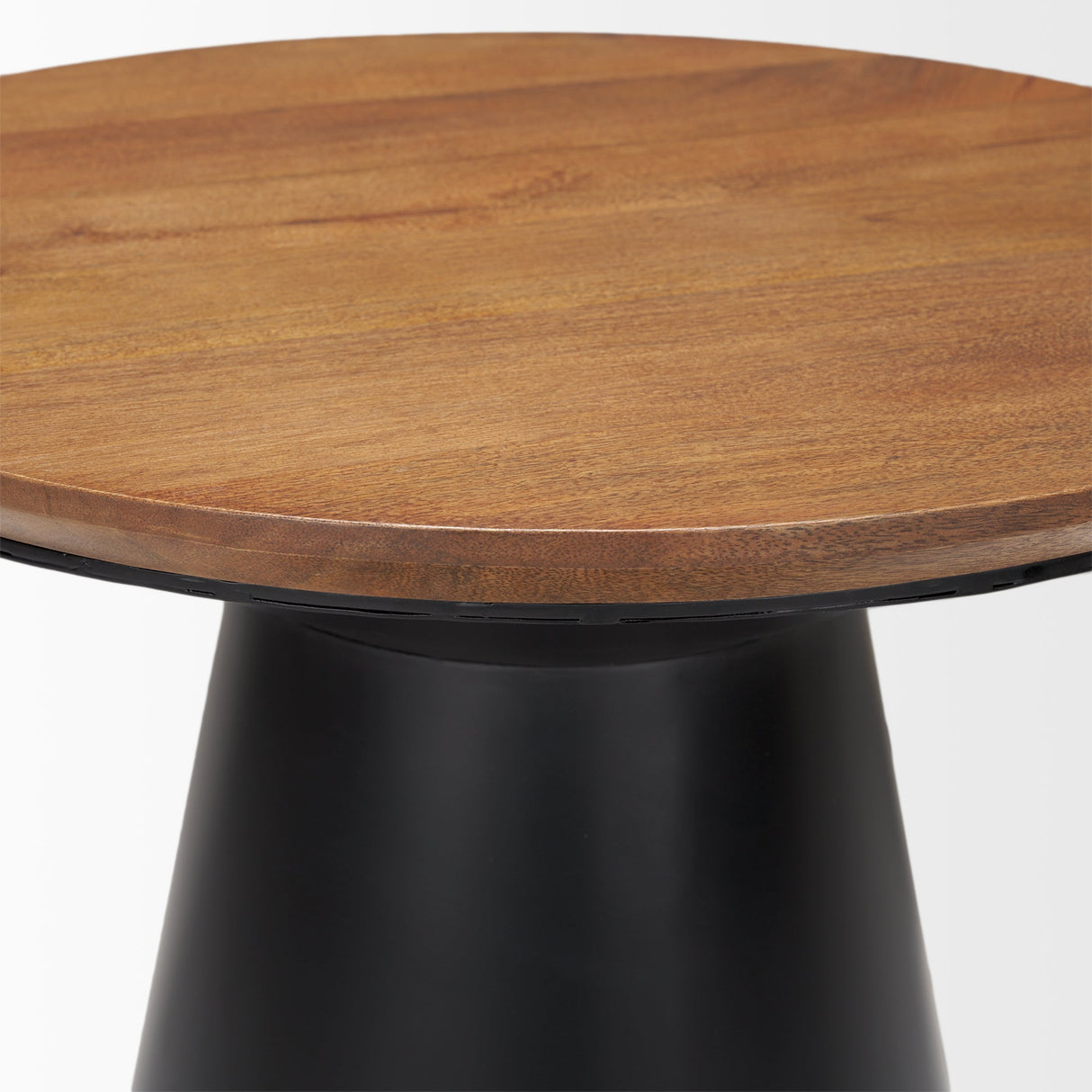Mitchell 22.0L x 22.0W x 23.0H Black Metal Pedetal Base with Brown Wood Top Side Table by Mercana at Eve Furniture