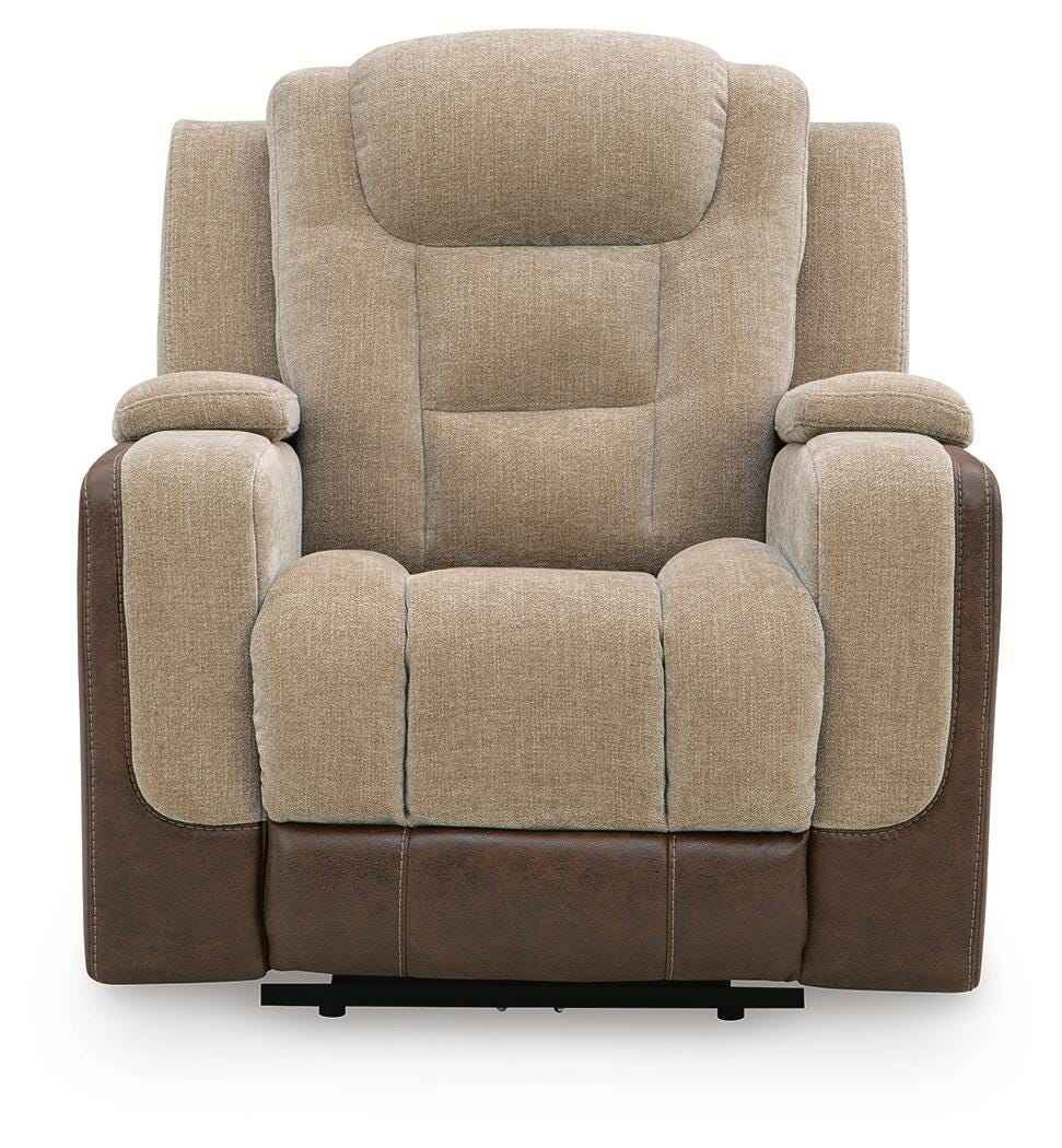 Mixed Motion Brownstone Power Recliner by Ashley at Eve Furniture