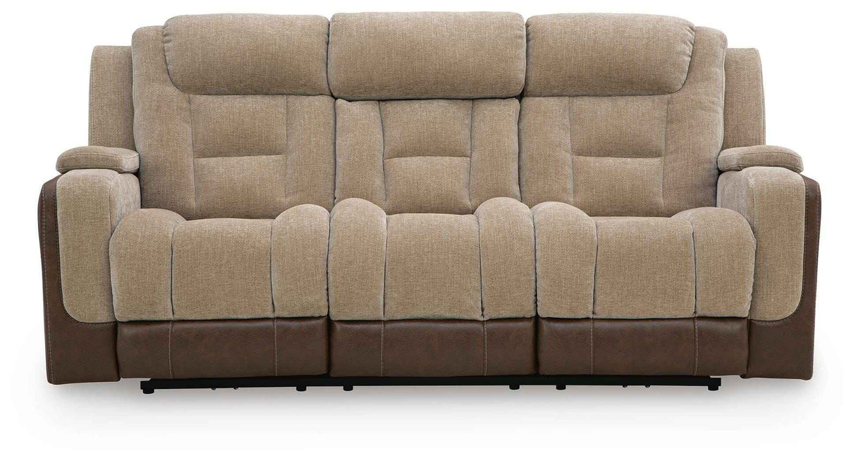 Mixed Motion Brownstone Power Reclining Sofa by Ashley at Eve Furniture