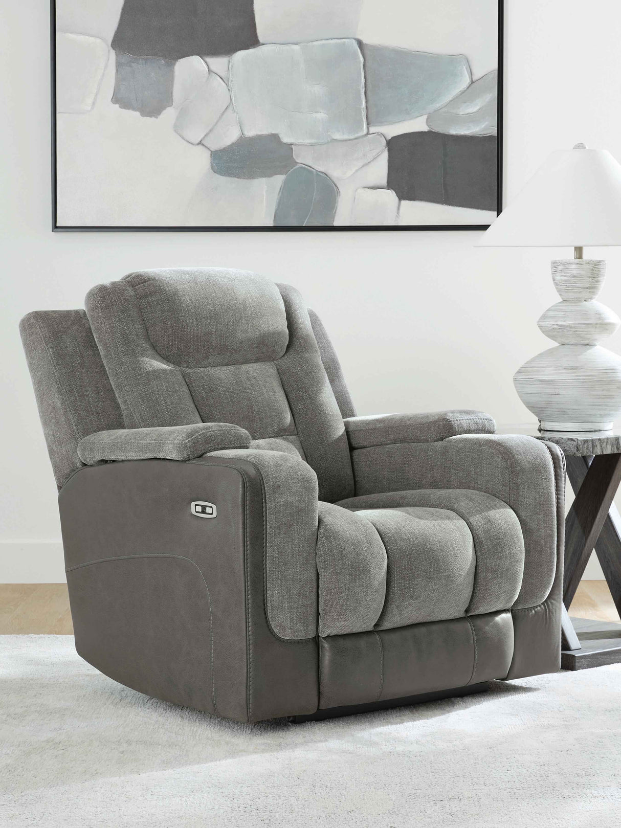 Mixed Motion Shadow Power Recliner by Ashley at Eve Furniture