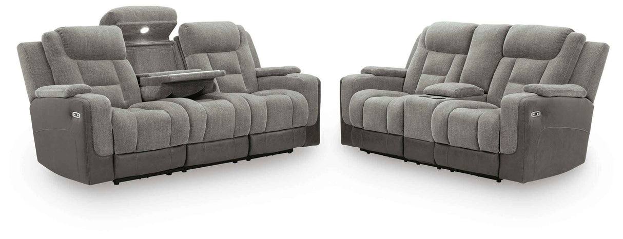Mixed Motion Shadow Power Reclining Living Room Set by Ashley at Eve Furniture