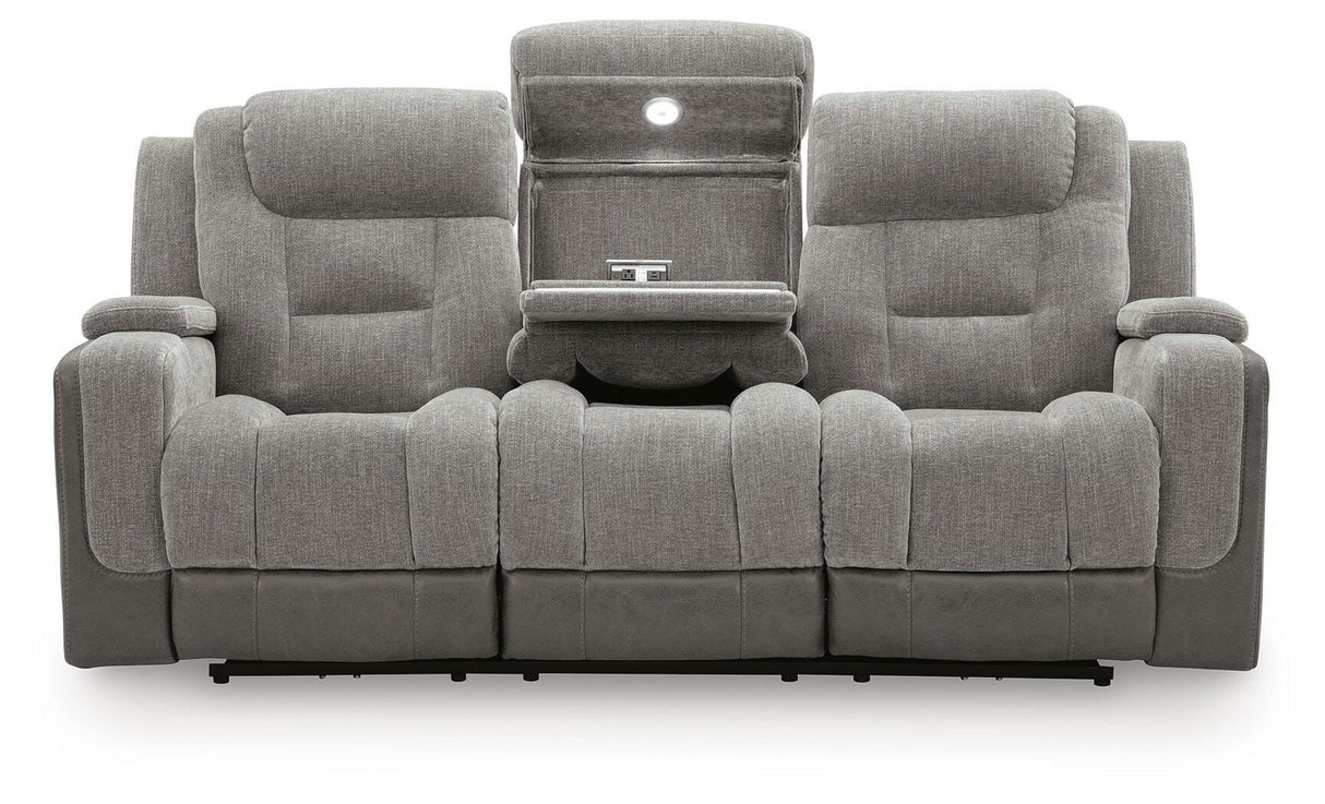 Mixed Motion Shadow Power Reclining Sofa by Ashley at Eve Furniture