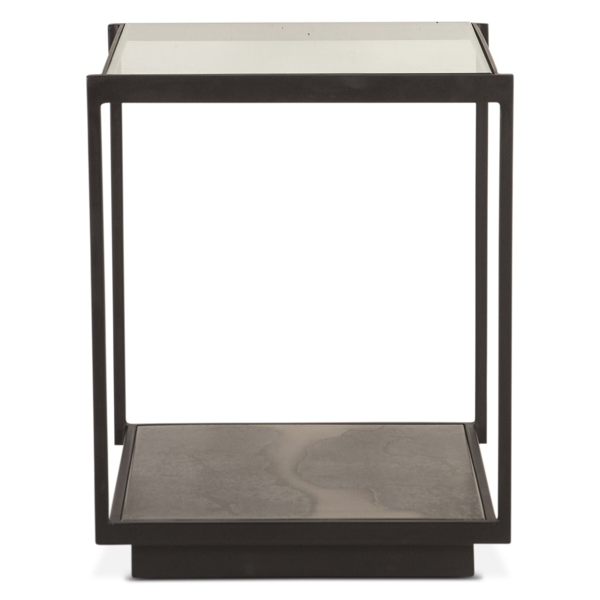 Moab 18" Side Table with Glass Top in Oxidized Black by Home Trends & Design at Eve Furniture