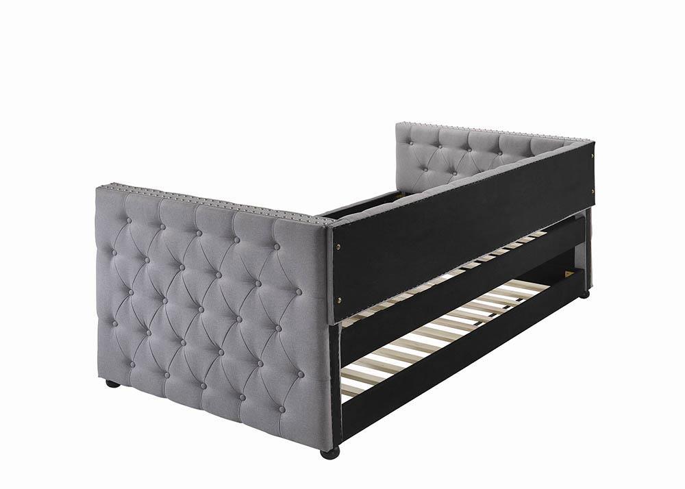 Mockern Gray Tufted Upholstered Daybed with Trundle by Coaster at Eve Furniture