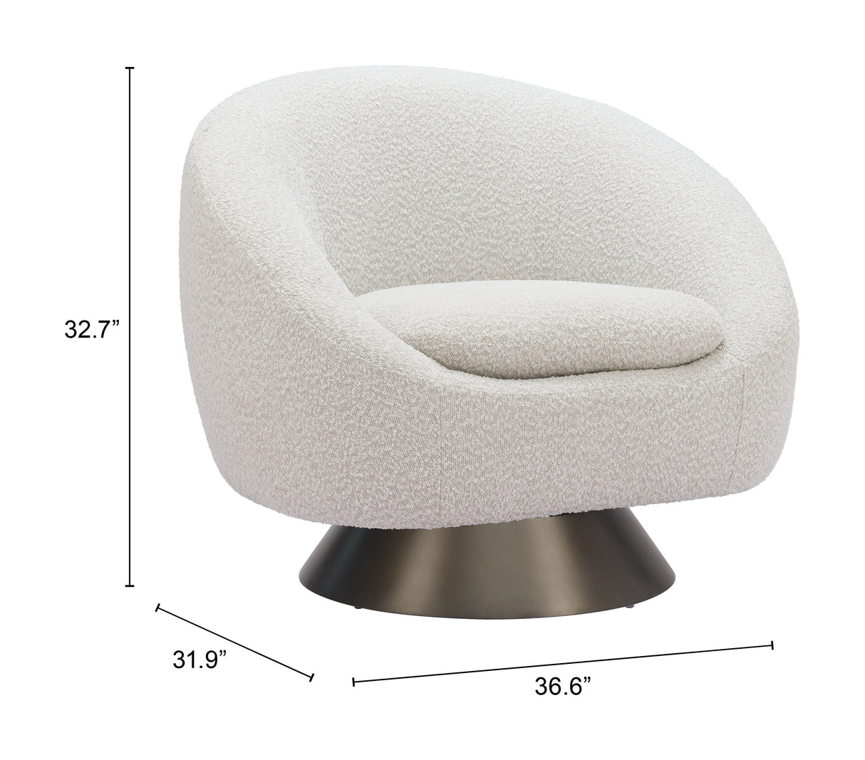 Modan Misty Gray Swivel Chair by Zuomod at Eve Furniture