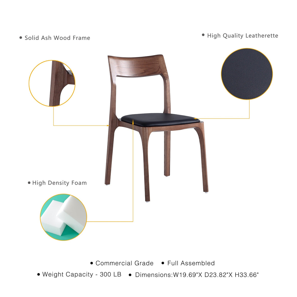 Moderno Stackable Dining Chair in Walnut and Black (Set of 4) by Manhattan Comfort at Eve Furniture