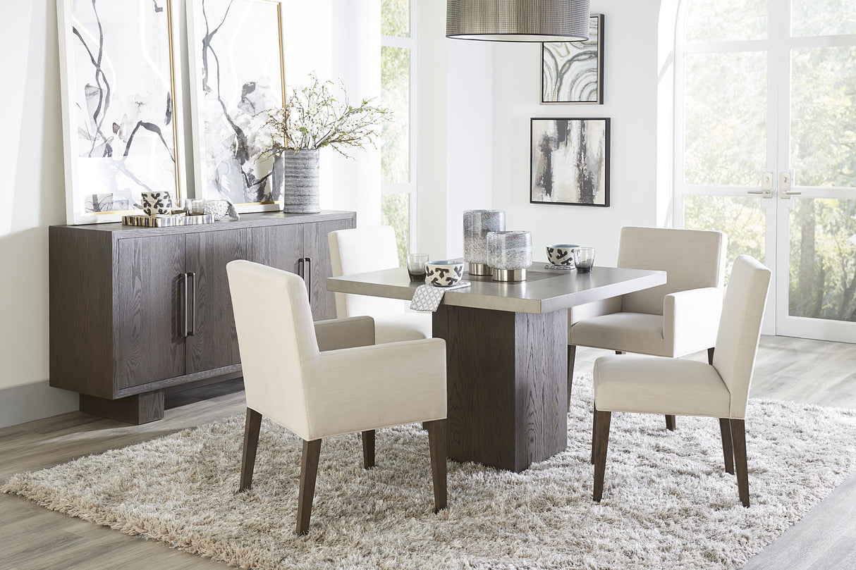 Modesto Upholstered Arm Chair in Abalone Linen and French Roast (Set of 2) by Modus Furniture at Eve Furniture
