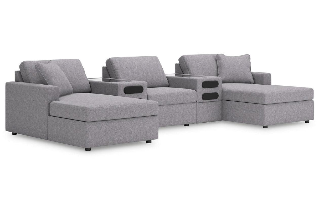 Modmax Granite 5-Piece Performance Fabric Chaise Sectional by Ashley at Eve Furniture