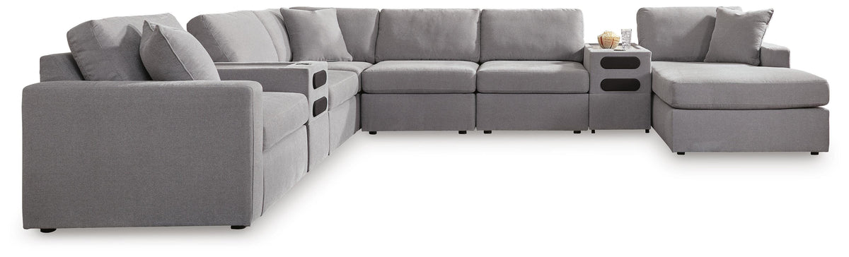 Modmax Granite 8-Piece Sectional with RAF Storage Chaise and Audio Consoles by Ashley at Eve Furniture