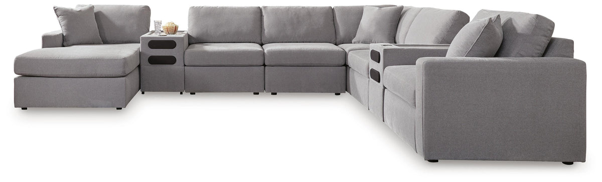 Modmax Granite 8-Piece Sectional with Storage Chaise and Audio Consoles by Ashley at Eve Furniture