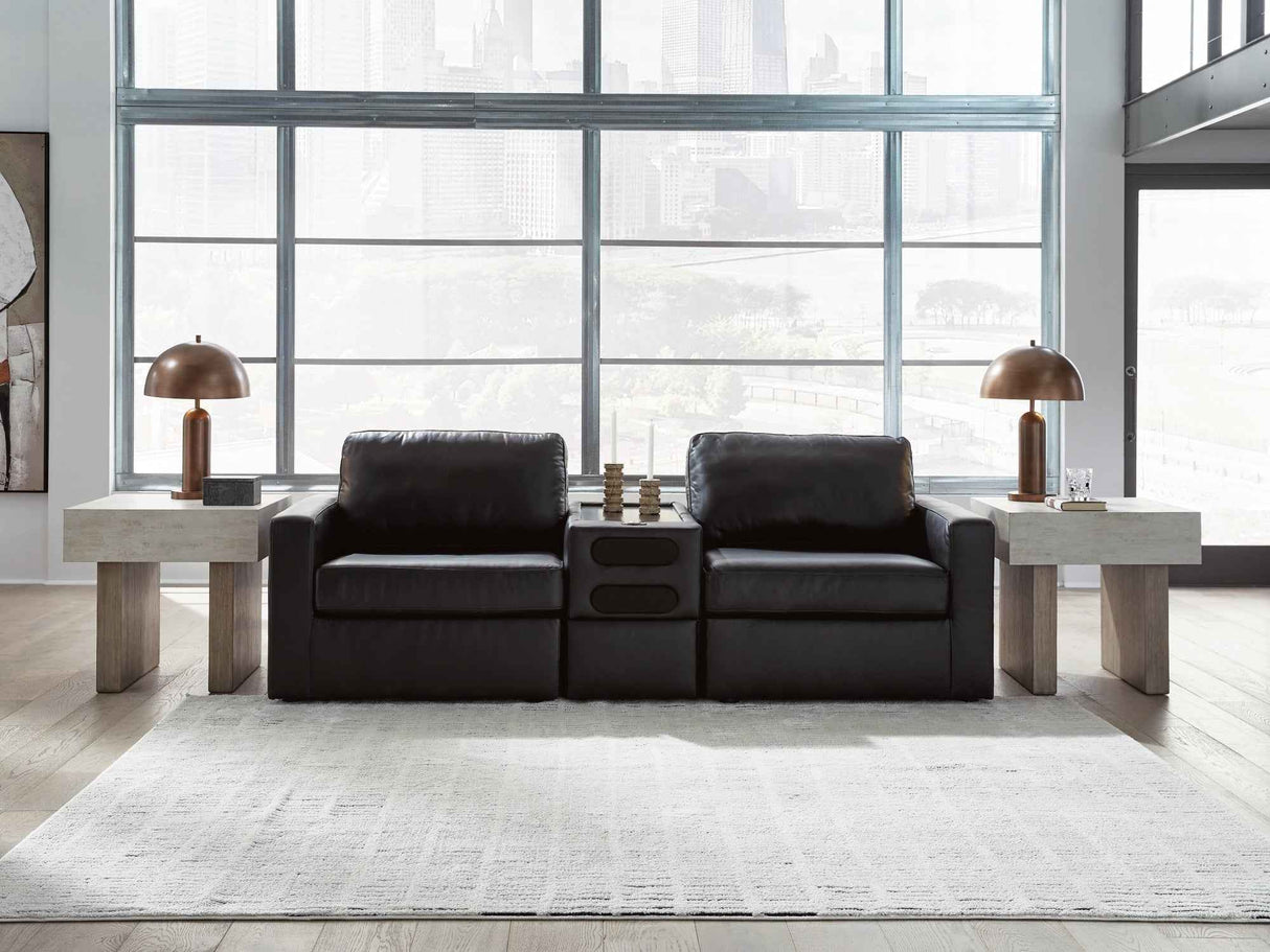 ModMax II Black 3-Piece Sectional Loveseat with Audio Console by Ashley at Eve Furniture