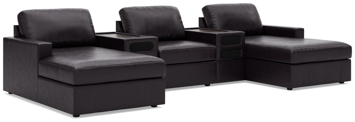 ModMax II Black 5-Piece Double Chaise Sectional with Audio Consoles by Ashley at Eve Furniture