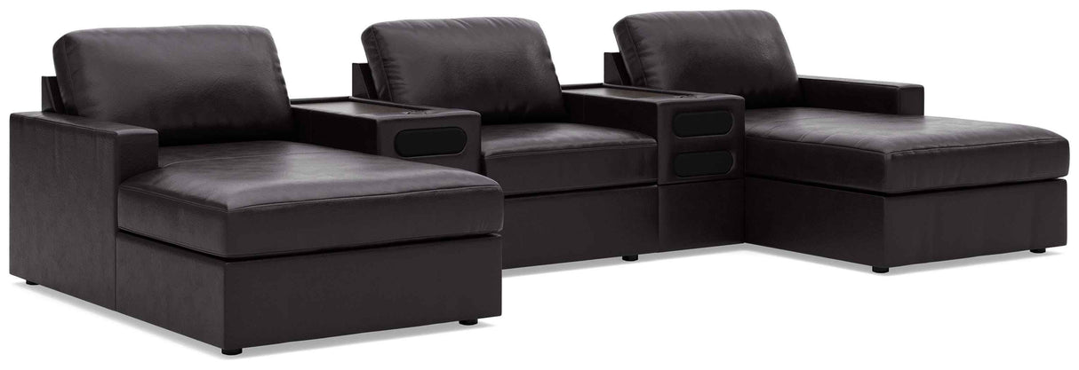 ModMax II Black 5-Piece Double Chaise Sectional with Audio Consoles by Ashley at Eve Furniture