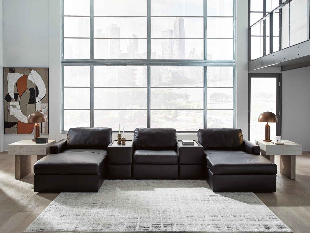 ModMax II Black 5-Piece Double Chaise Sectional with Storage Consoles by Ashley at Eve Furniture