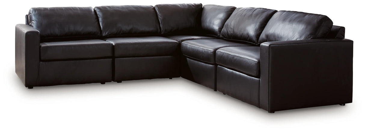 ModMax II Black Leather 5-Piece Sectional by Ashley at Eve Furniture