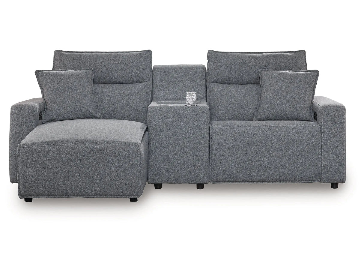 Modmax II Salt and Pepper 3-Piece Power Reclining Sectional with LAF Chaise by Ashley at Eve Furniture