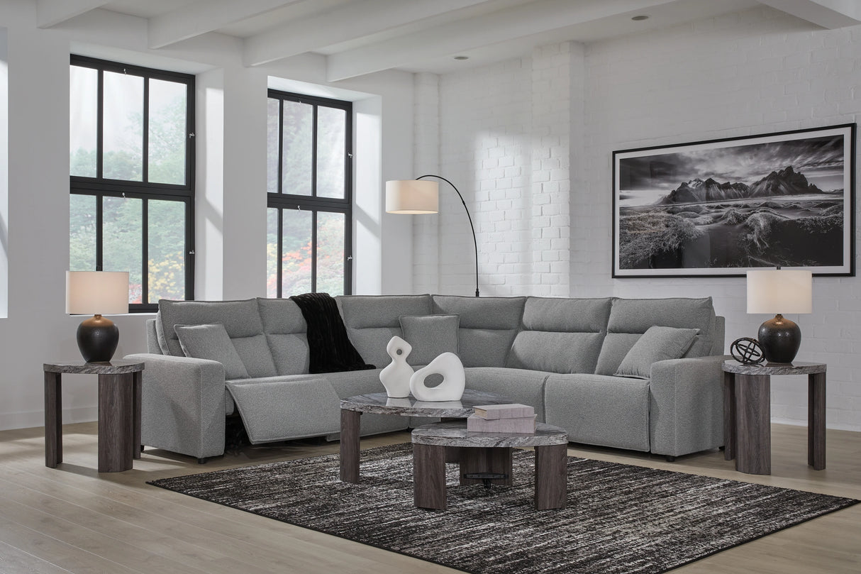 Modmax II Salt and Pepper 5-Piece Power Reclining Sectional by Ashley at Eve Furniture