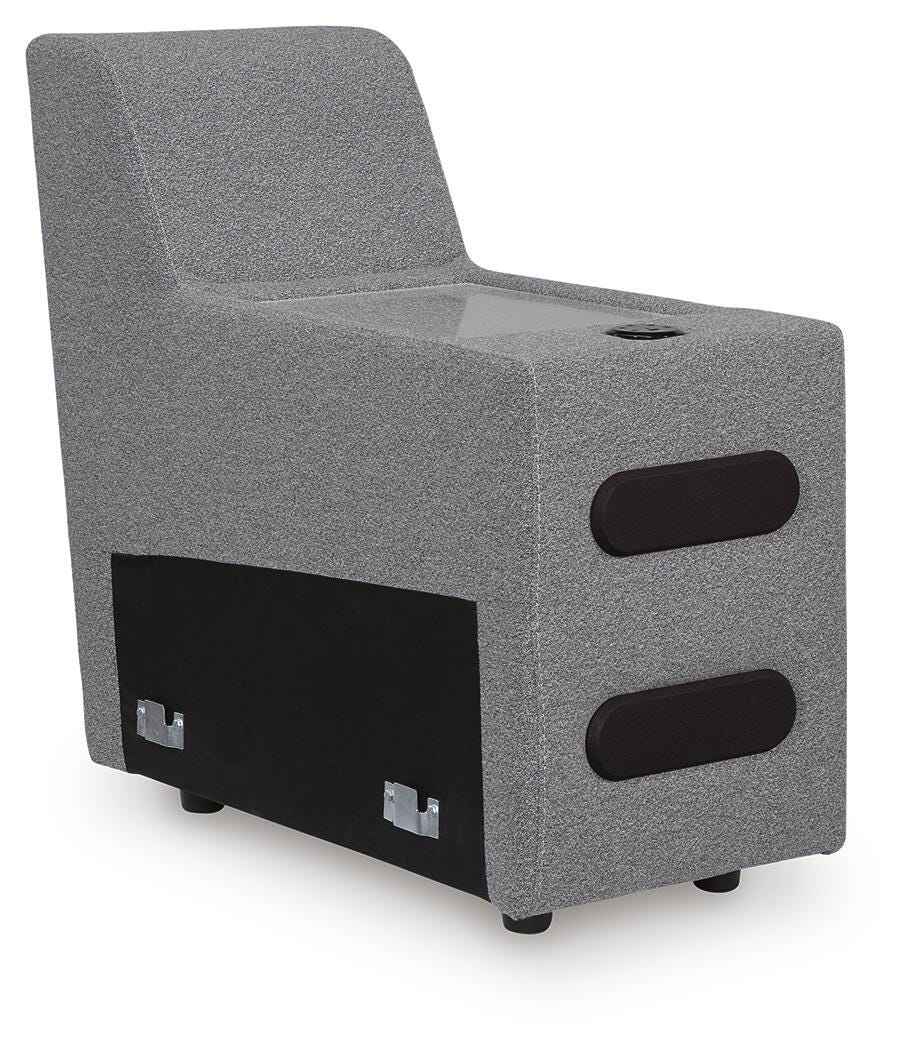 Modmax II Salt and Pepper 7-Piece Power Reclining Sectional with Audio Consoles by Ashley at Eve Furniture