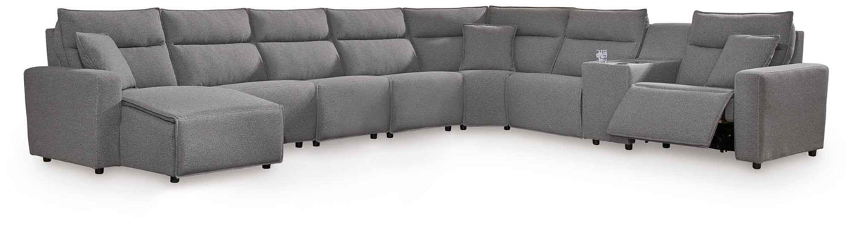 Modmax II Salt and Pepper Salt and Pepper 8-Piece Power Reclining Sectional with Console by Ashley at Eve Furniture