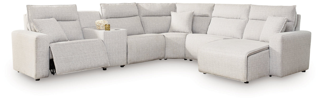 ModMax II Stone 6-Piece Power Reclining Sectional with Chaise and Console