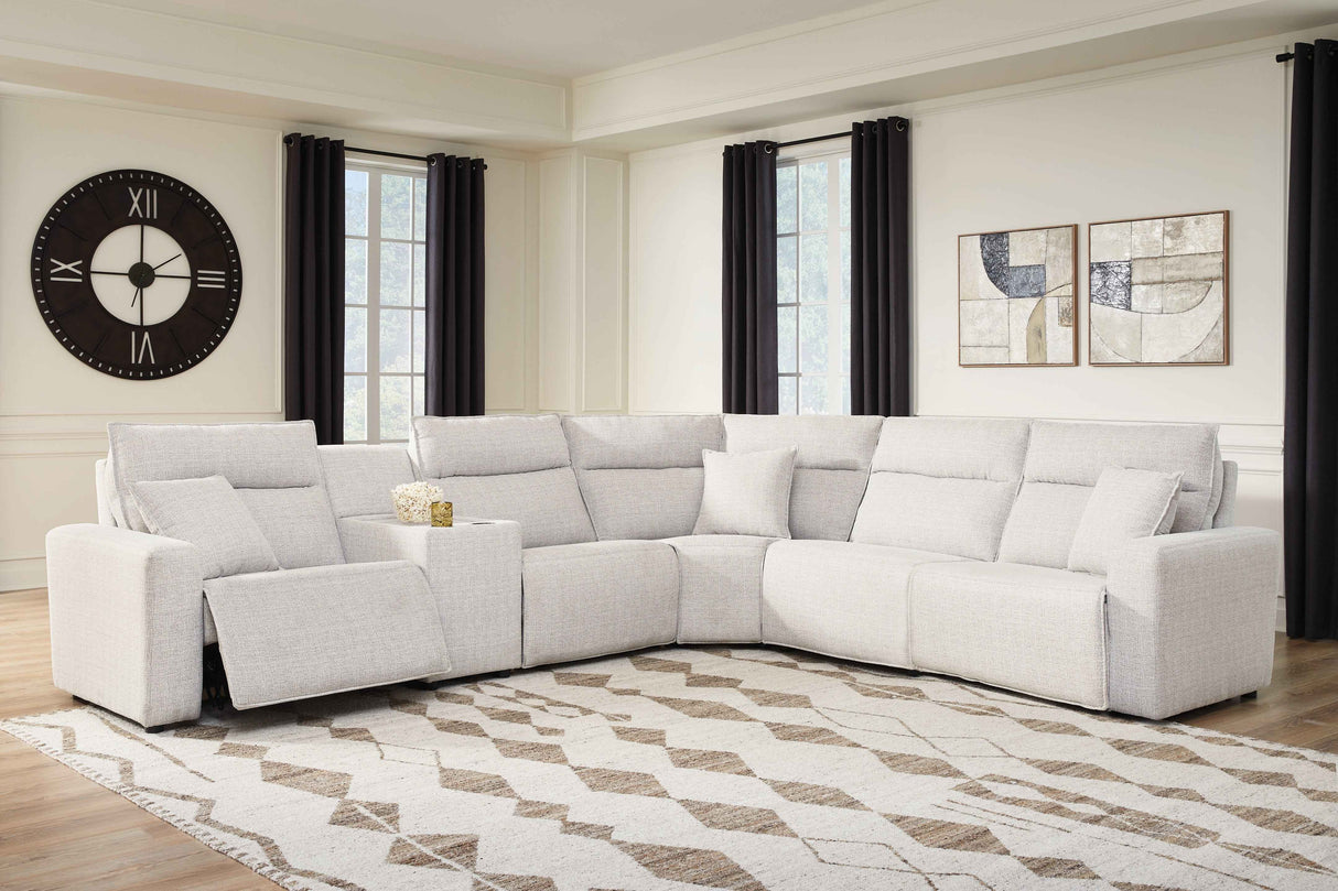ModMax II Stone 6-Piece Reclining Sectional with Console by Ashley at Eve Furniture
