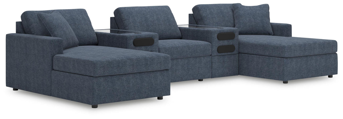 Modmax Ink 5-Piece Double Storage Chaise Sectional with Audio Consoles by Ashley at Eve Furniture