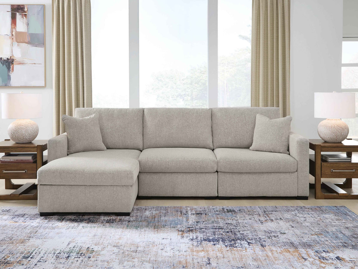 ModMax Luxe Flint 3-Piece Sectional Sofa Storage Chaise by Ashley at Eve Furniture