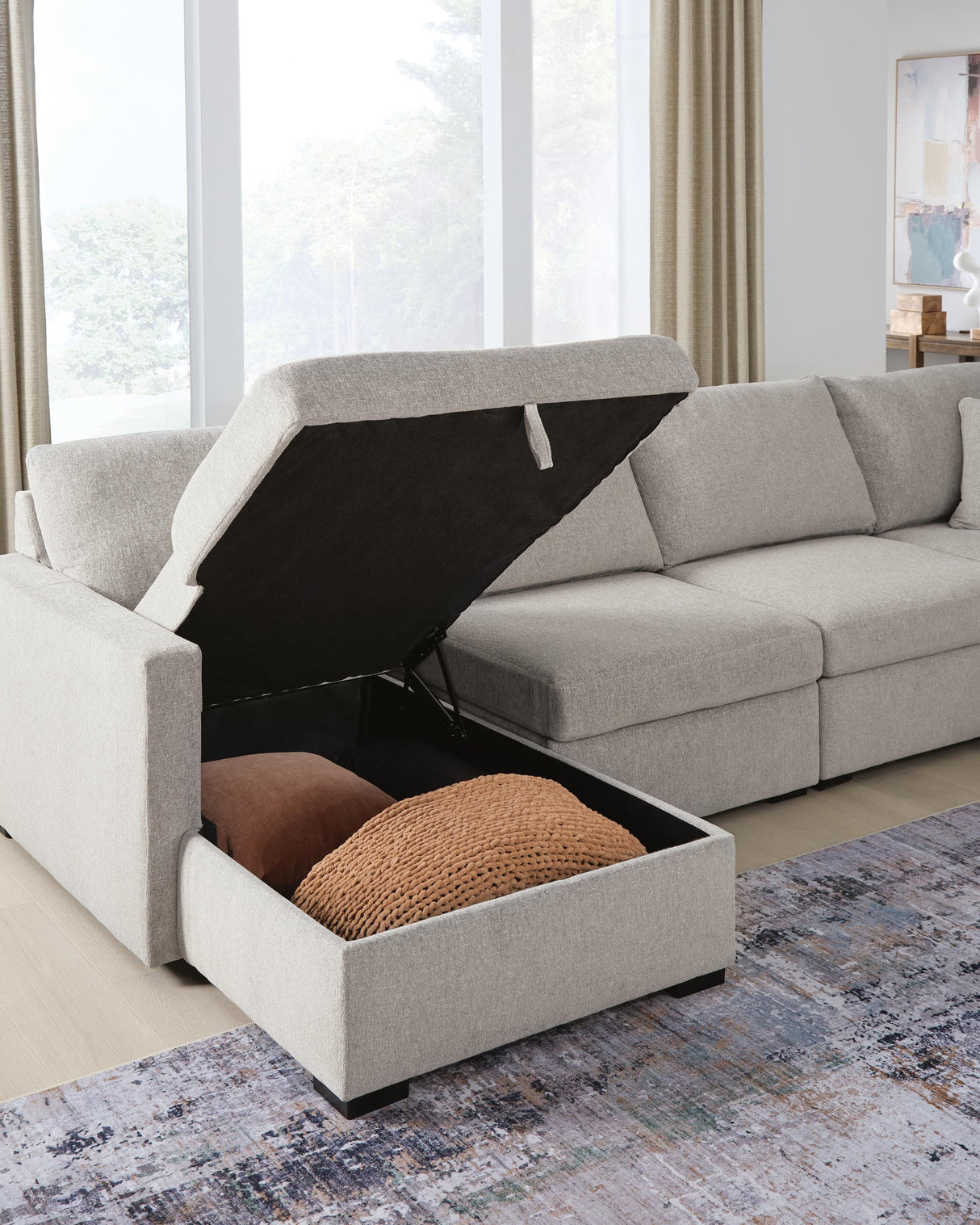 ModMax Luxe Flint 4-Piece Double Storage Chaise Sectional by Ashley at Eve Furniture