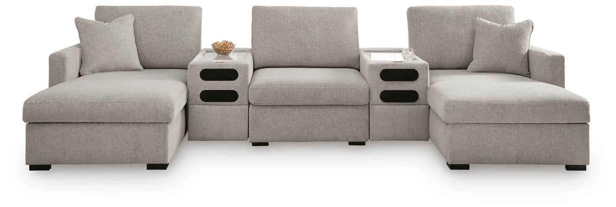 ModMax Luxe Flint 5-Piece Double Chaise Sectional with Audio Consoles by Ashley at Eve Furniture