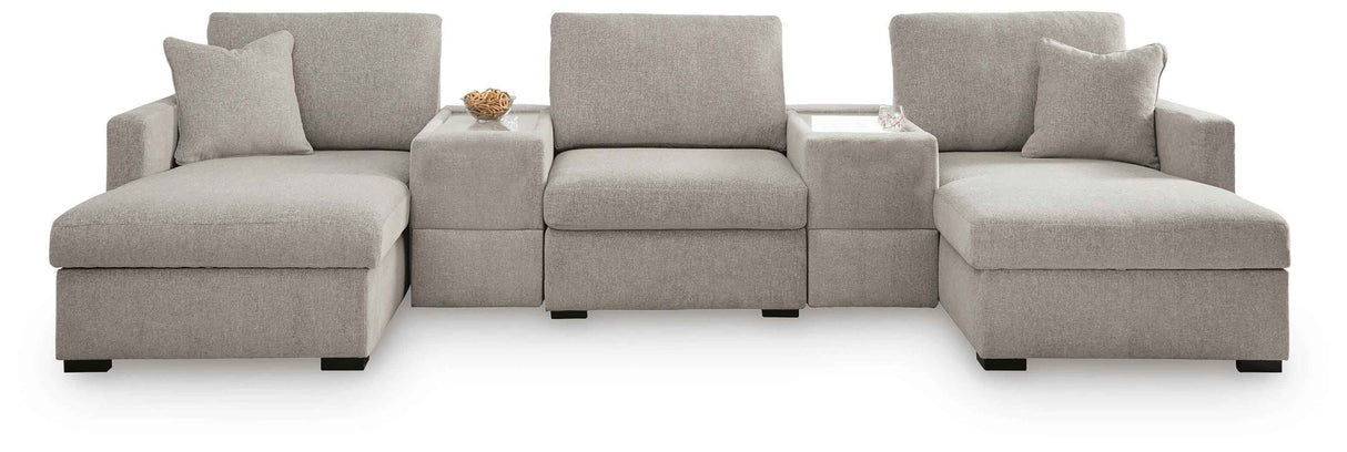 ModMax Luxe Flint 5-Piece Double Chaise Sectional with Storage Consoles by Ashley at Eve Furniture