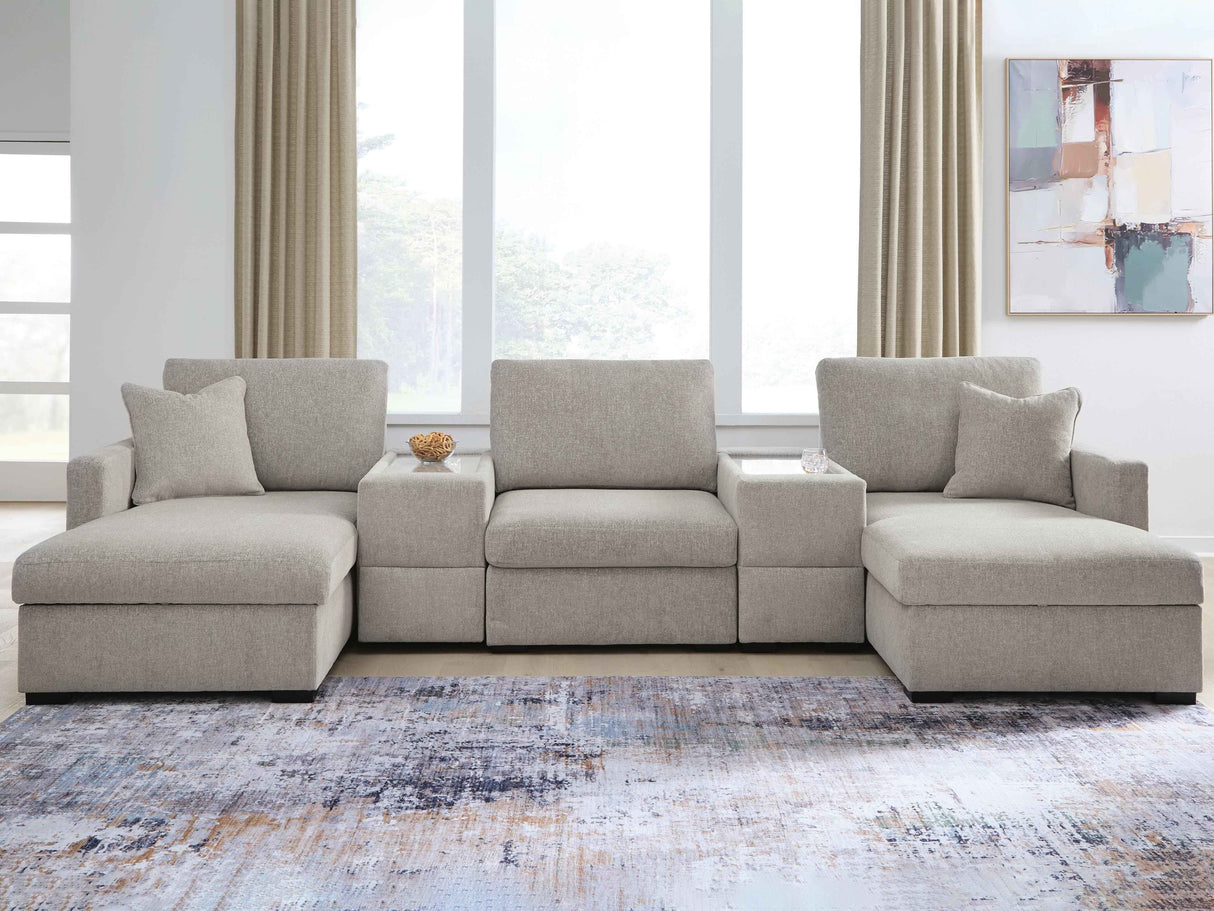 ModMax Luxe Flint 5-Piece Double Chaise Sectional with Storage Consoles by Ashley at Eve Furniture