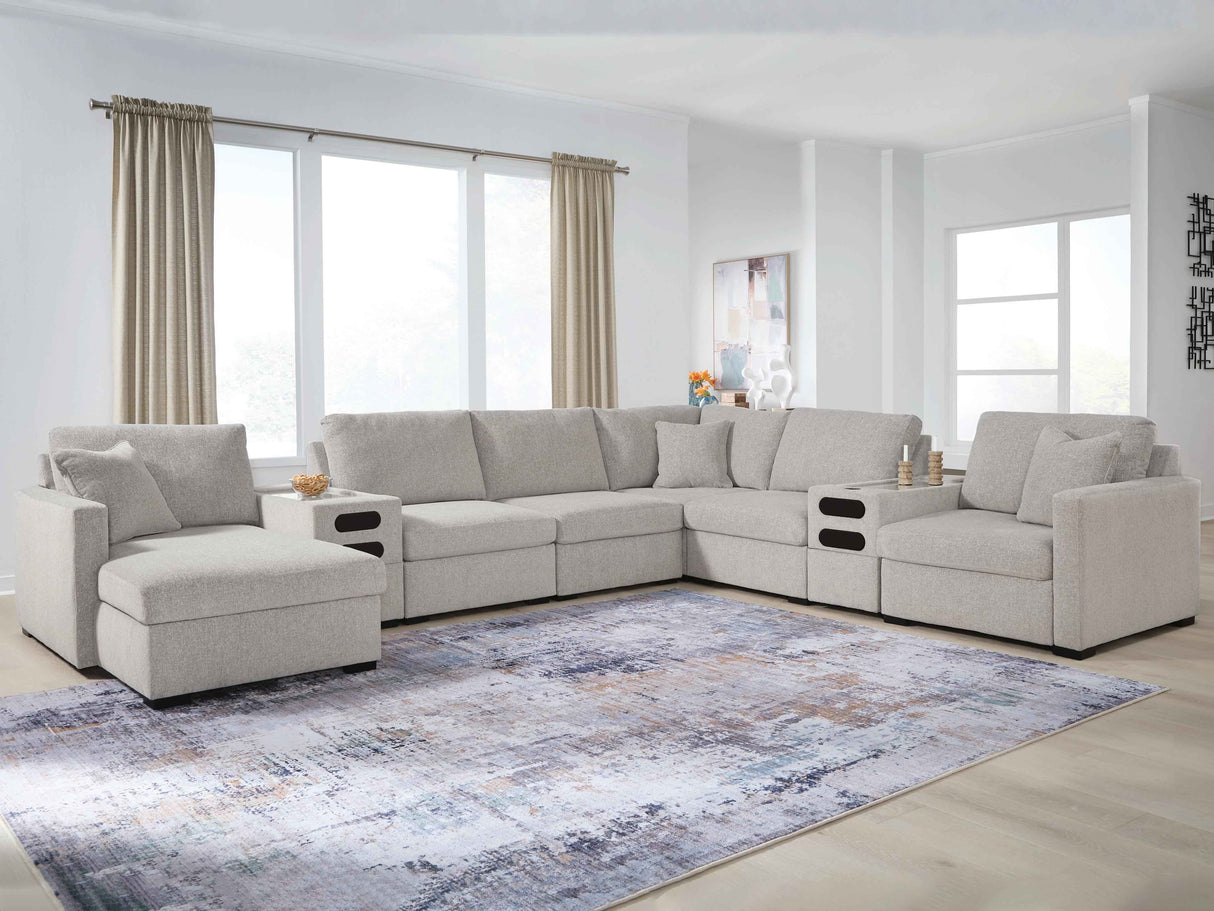 ModMax Luxe Flint 8-Piece Sectional with Chaise and Audio Consoles by Ashley at Eve Furniture