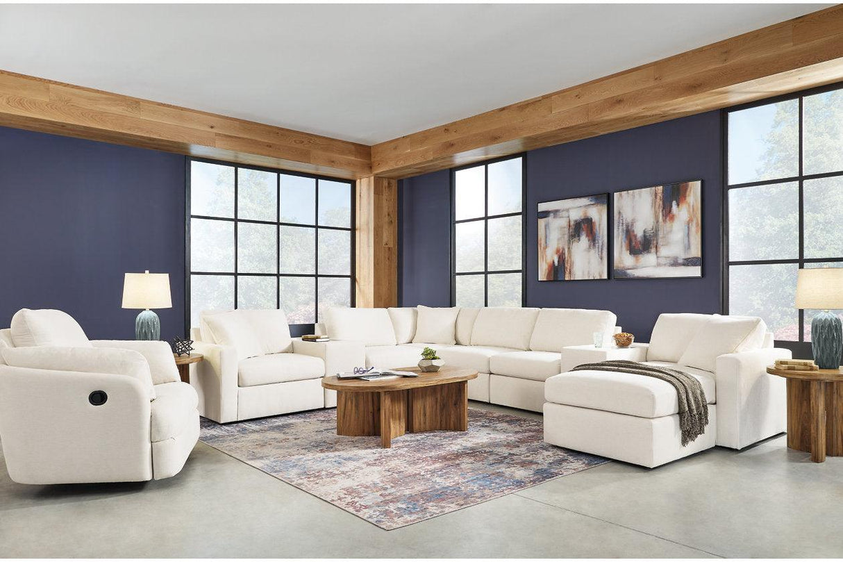 Modmax Oyster 6-Piece Sectional and Swivel Glider Recliner by Ashley at Eve Furniture