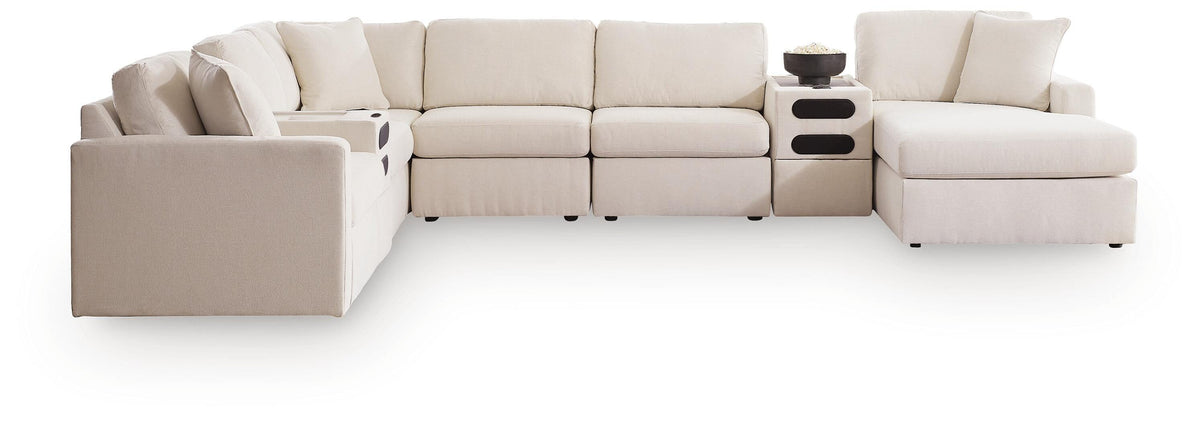 Modmax Oyster 8-Piece Sectional with RAF Storage Chaise and Audio Consoles by Ashley at Eve Furniture