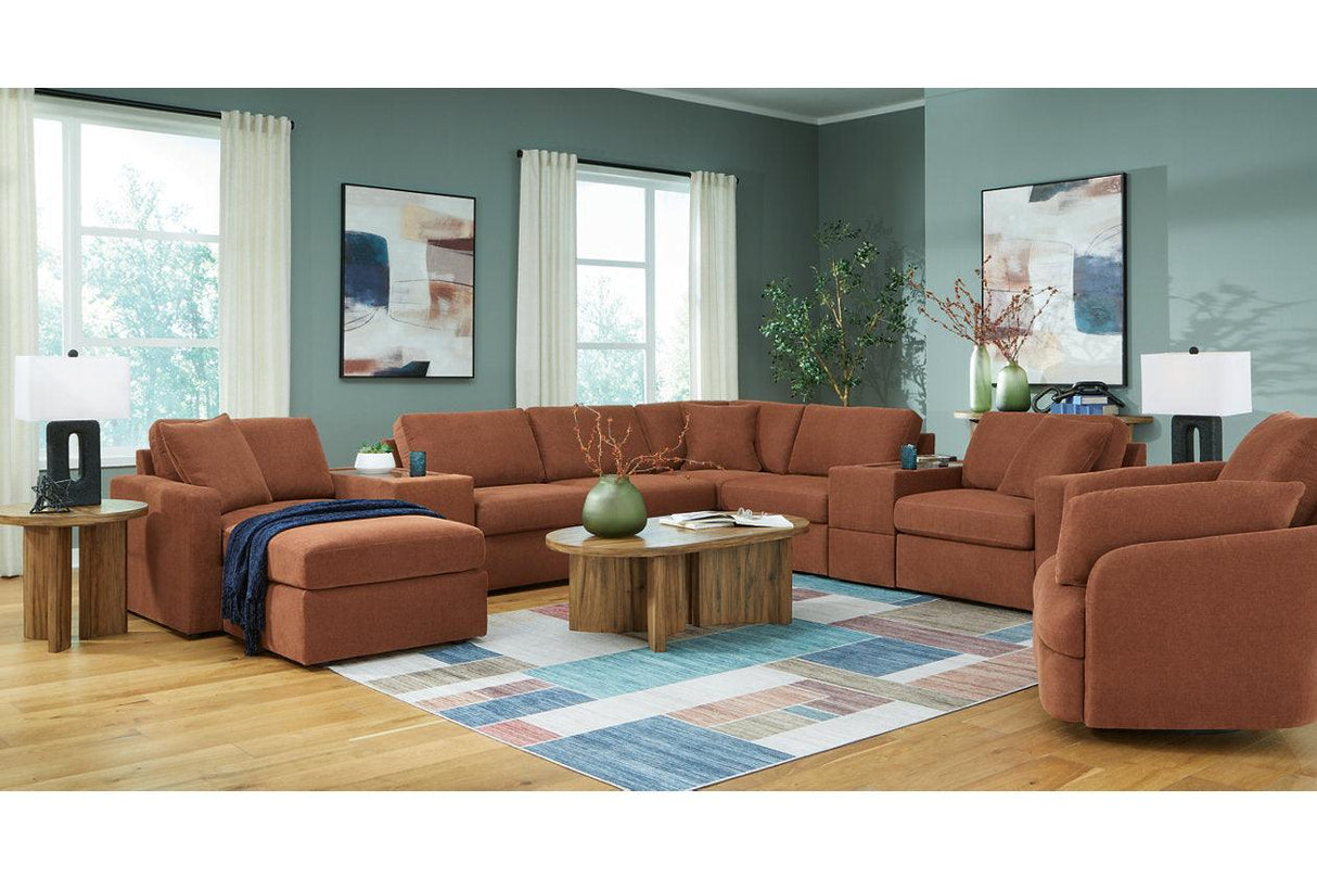 Modmax Spice 6-Piece Sectional and Swivel Glider Recliner by Ashley at Eve Furniture