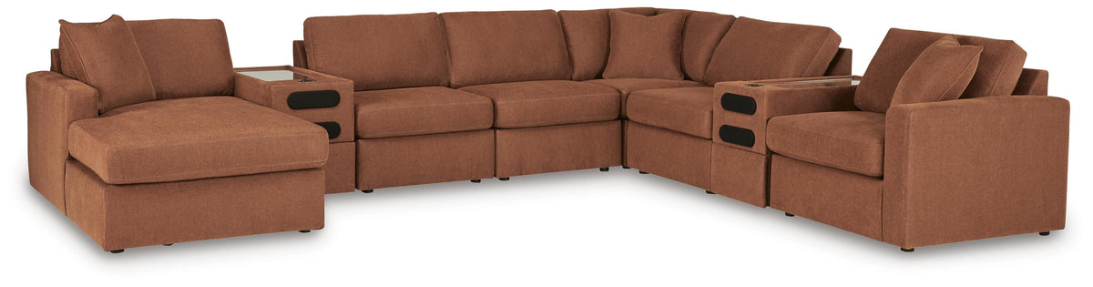 Modmax Spice 8-Piece Sectional with LAF Storage Chaise and Audio Consoles by Ashley at Eve Furniture
