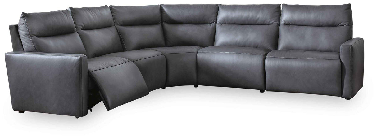 ModZ Blue 5-Piece Power Reclining Sectional by Ashley at Eve Furniture