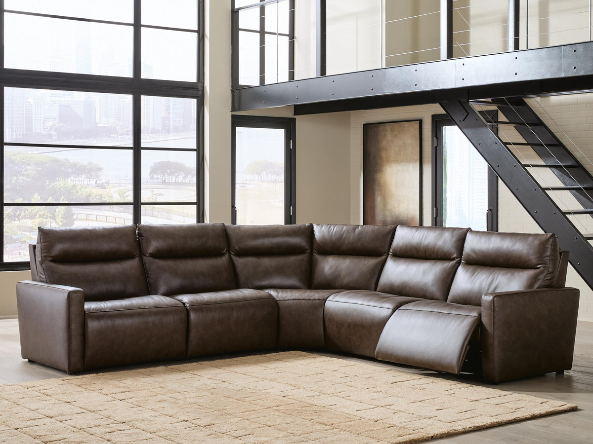 ModZ Chocolate 5-Piece Power Reclining Sectional by Ashley at Eve Furniture