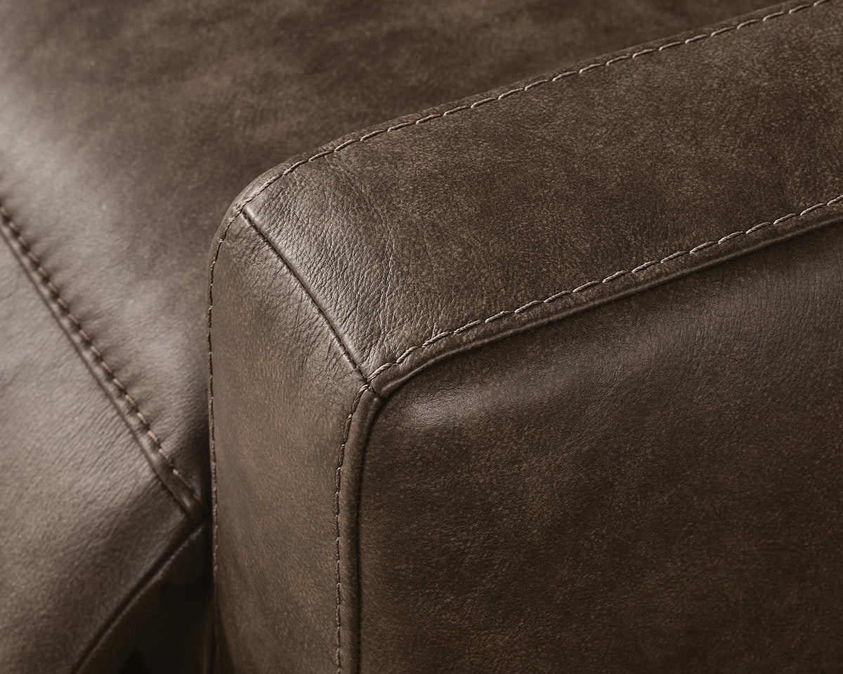 ModZ Chocolate 7-Piece Power Reclining Sectional with Audio Consoles by Ashley at Eve Furniture