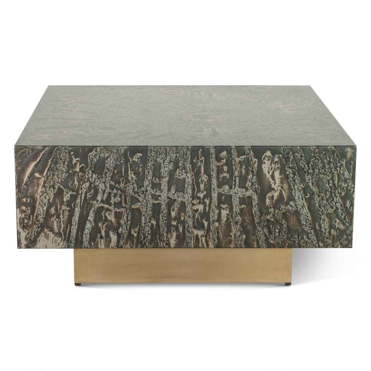 Mojave 35" Coffee Table in Desert Patina with Brass Base