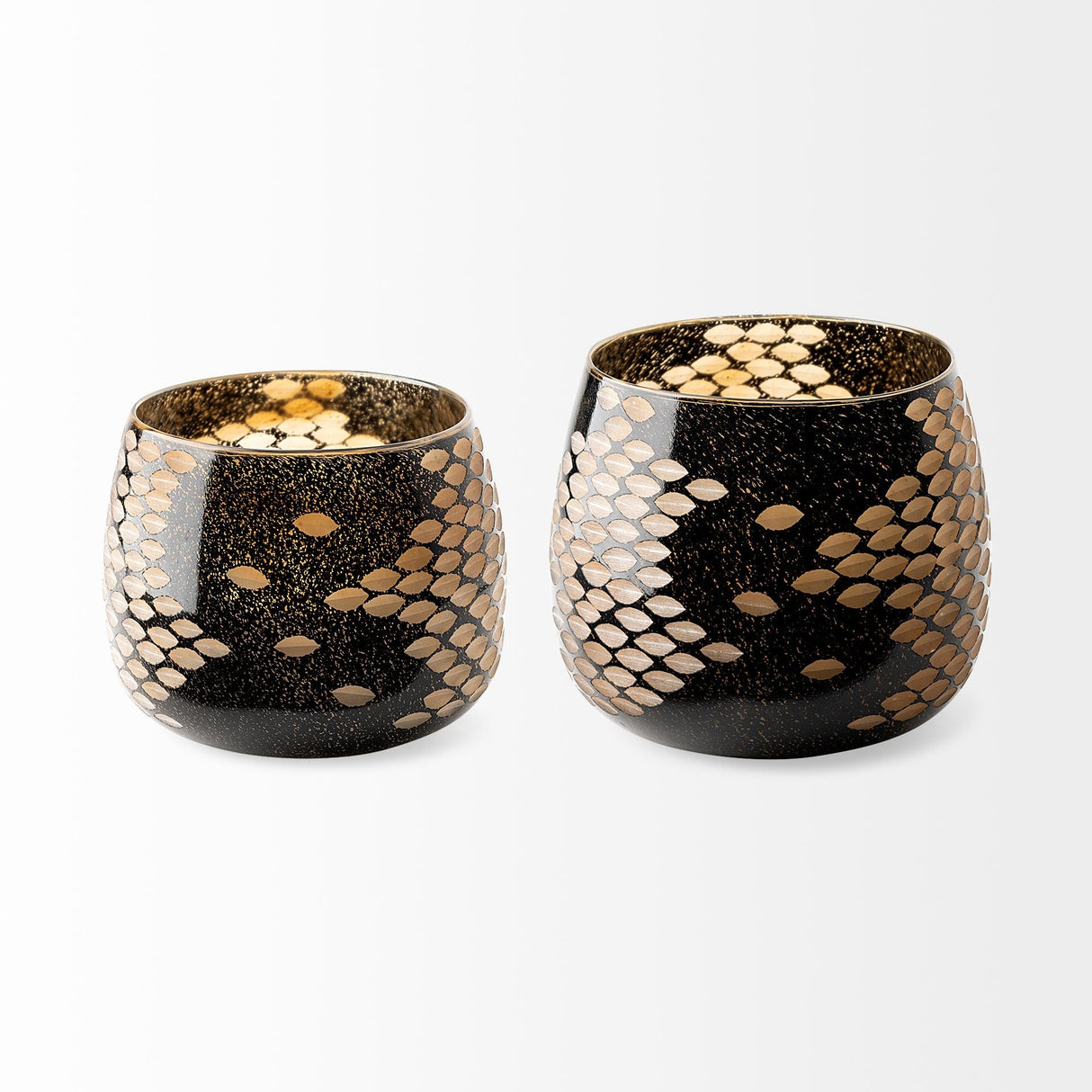 Mojave Large Black and Gold Detail Glass Vase by Mercana at Eve Furniture