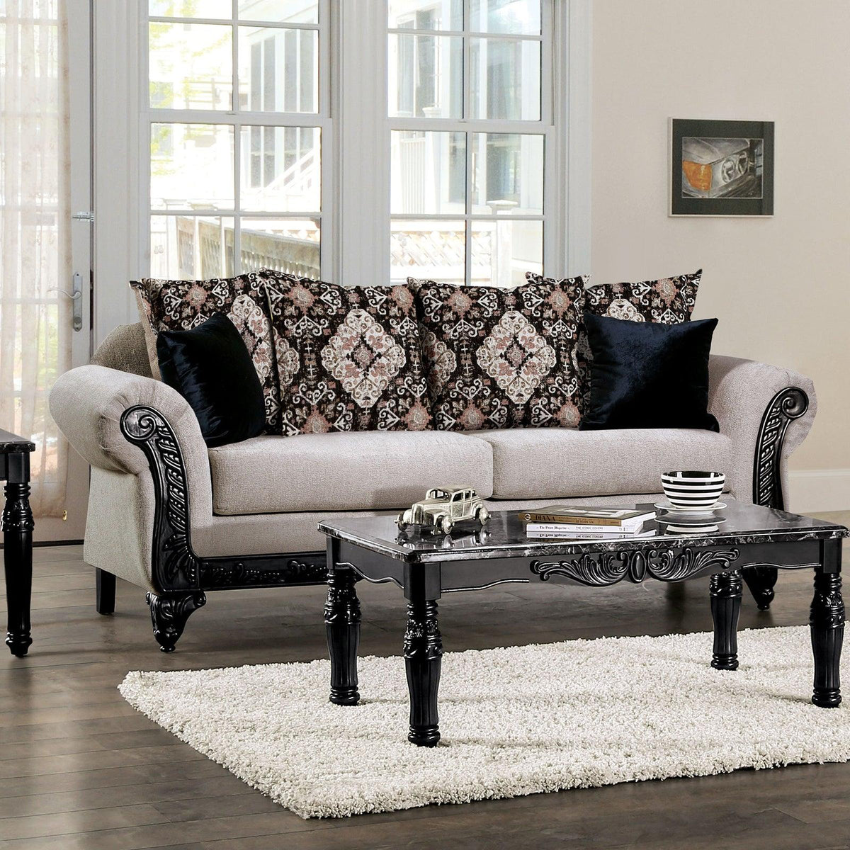 Molfetta Light Brown/Black Sofa by Furniture of America at Eve Furniture