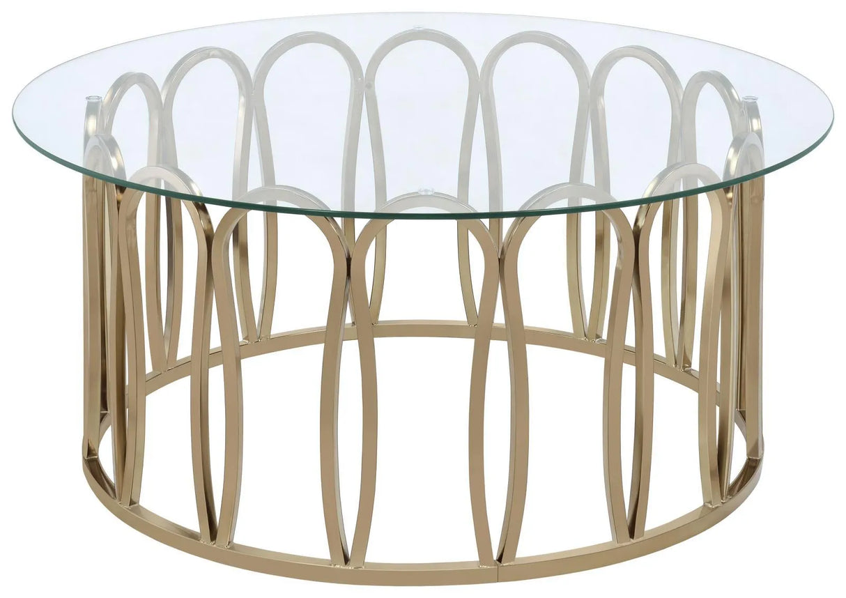 Monett Chocolate Chrome/Clear Round Coffee Table by Coaster at Eve Furniture