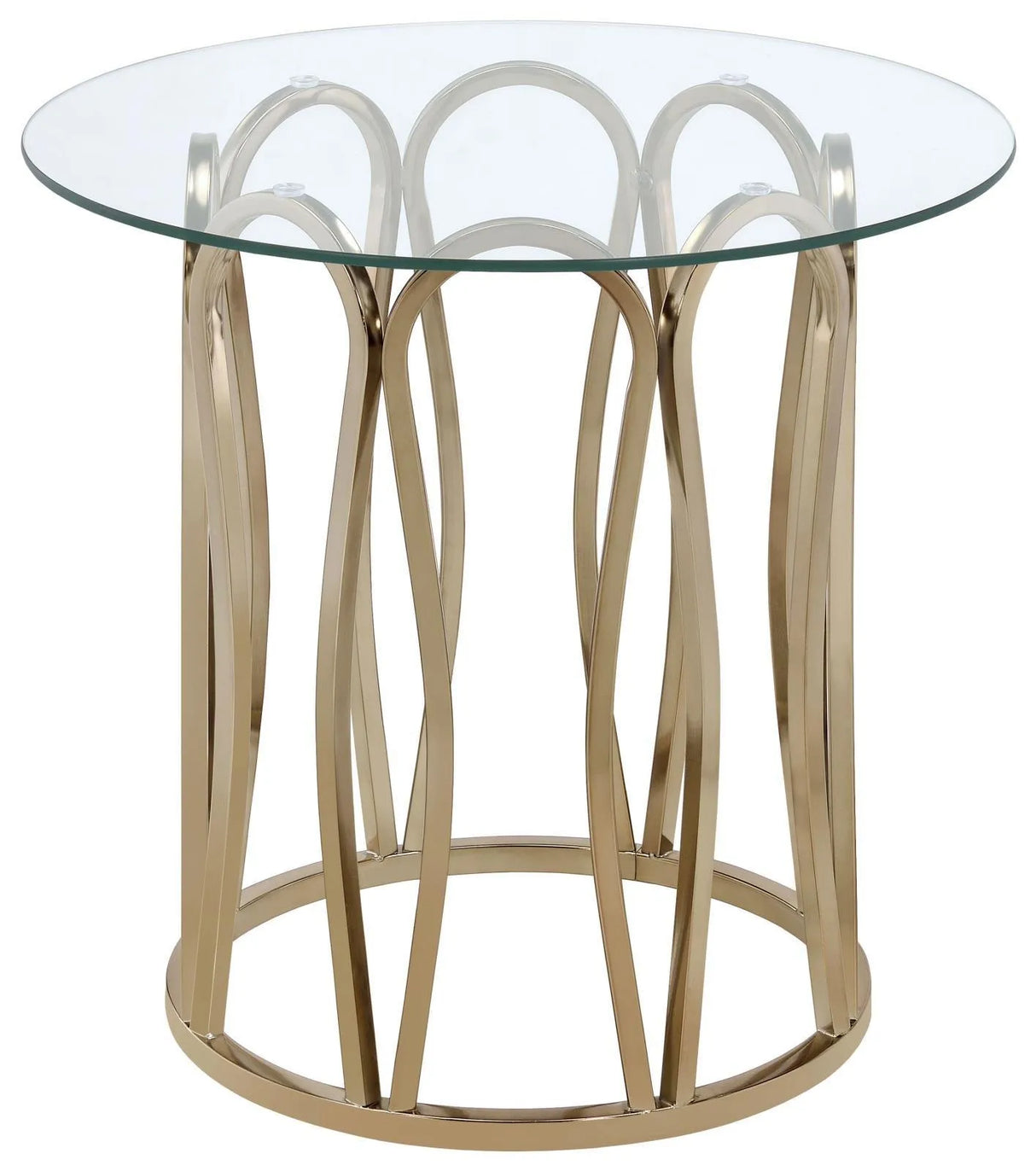 Monett Chrome/Clear Round End Table Chocolate by Coaster at Eve Furniture