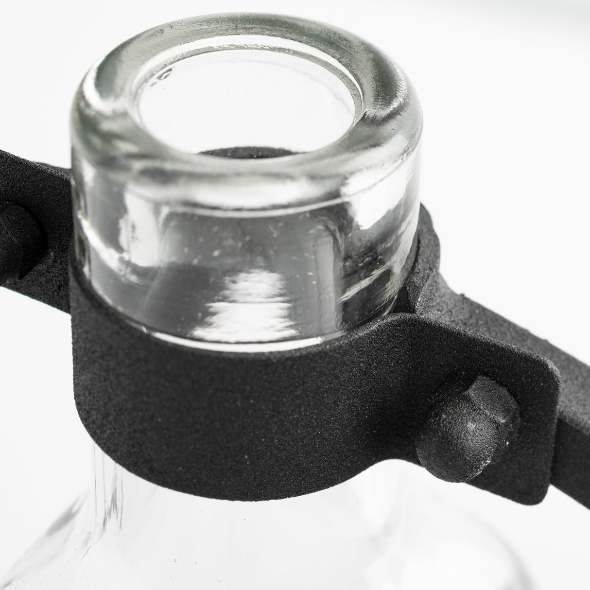 Monica I Short Black Metal Glass Bottle Vase by Mercana at Eve Furniture