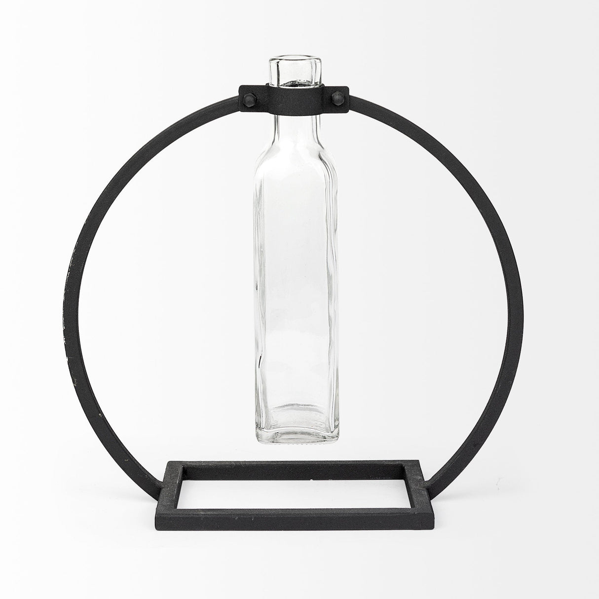 Monica II Tall Black Metal Glass Bottle Vase by Mercana at Eve Furniture