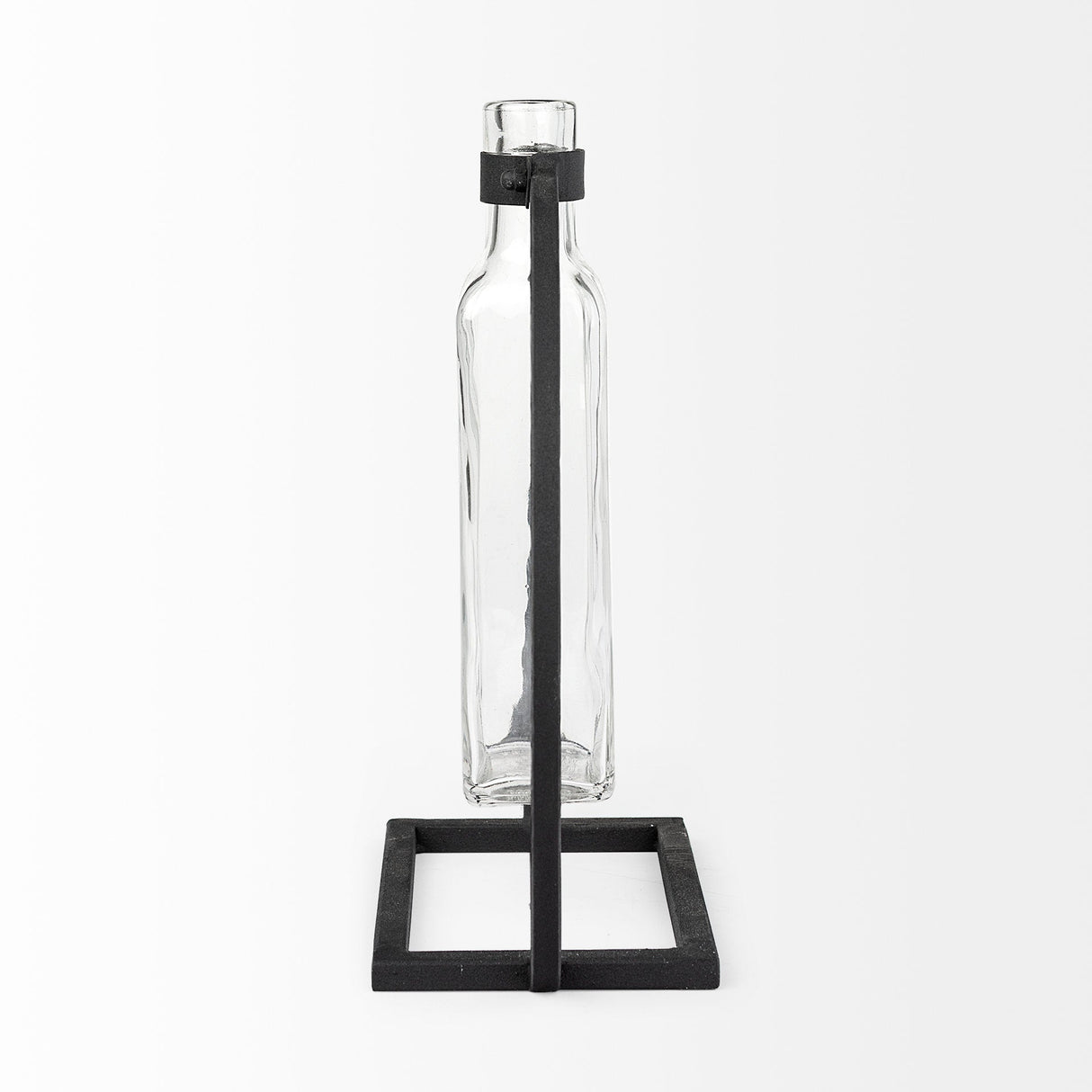 Monica II Tall Black Metal Glass Bottle Vase by Mercana at Eve Furniture
