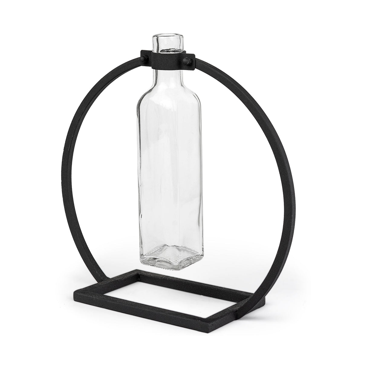 Monica II Tall Black Metal Glass Bottle Vase by Mercana at Eve Furniture